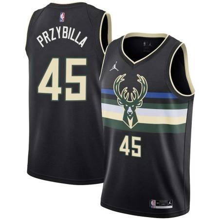 Black Joel Przybilla Bucks #45 Twill Basketball Jersey FREE SHIPPING