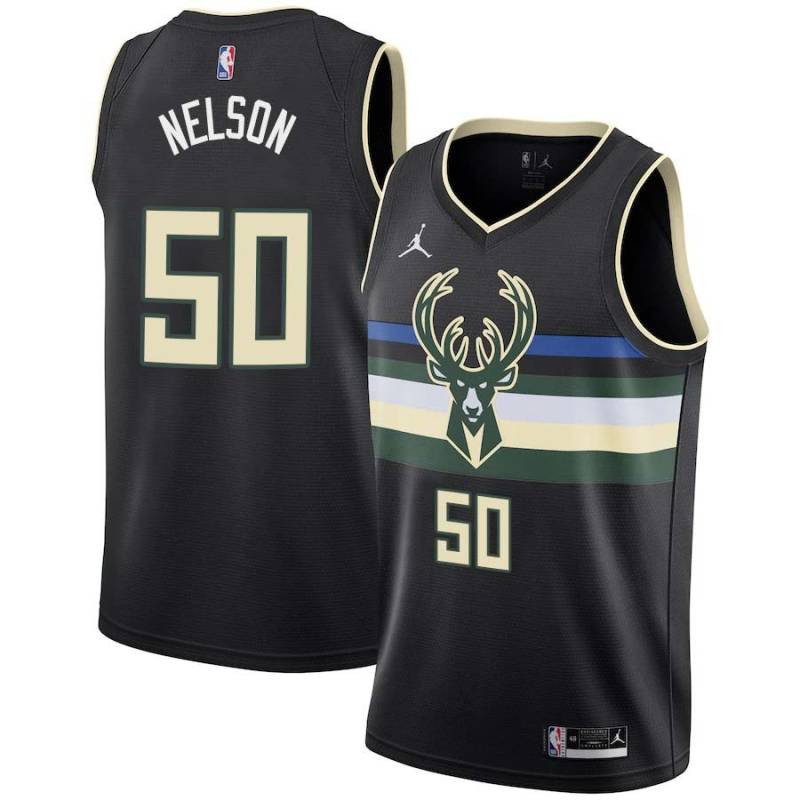 Black Barry Nelson Bucks #50 Twill Basketball Jersey FREE SHIPPING