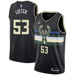 Black Alton Lister Bucks #53 Twill Basketball Jersey FREE SHIPPING