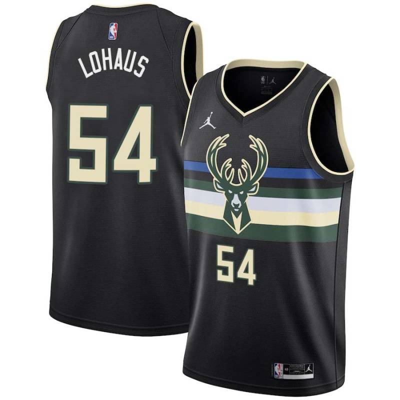 Black Brad Lohaus Bucks #54 Twill Basketball Jersey FREE SHIPPING