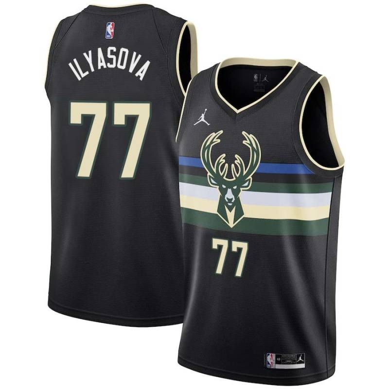 Black Ersan Ilyasova Bucks #77 Twill Basketball Jersey FREE SHIPPING