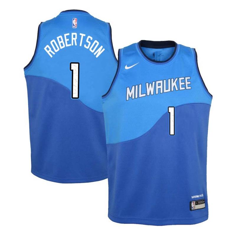 Blue_City Oscar Robertson Bucks #1 Twill Basketball Jersey FREE SHIPPING