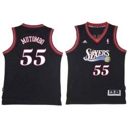 Black Throwback Dikembe Mutombo Twill Basketball Jersey -76ers #55 Mutombo Twill Jerseys, FREE SHIPPING