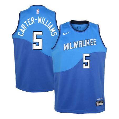 Blue_City Michael Carter-Williams Bucks #5 Twill Basketball Jersey FREE SHIPPING