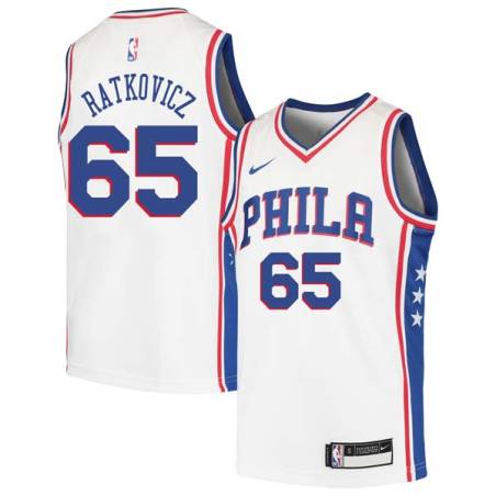 White George Ratkovicz Twill Basketball Jersey -76ers #65 Ratkovicz Twill Jerseys, FREE SHIPPING