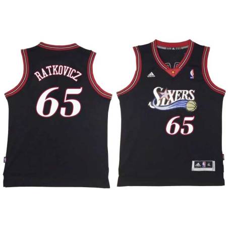 Black Throwback George Ratkovicz Twill Basketball Jersey -76ers #65 Ratkovicz Twill Jerseys, FREE SHIPPING