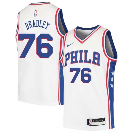 White Shawn Bradley Twill Basketball Jersey -76ers #76 Bradley Twill Jerseys, FREE SHIPPING