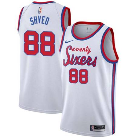 White Classic Alexey Shved Twill Basketball Jersey -76ers #88 Shved Twill Jerseys, FREE SHIPPING