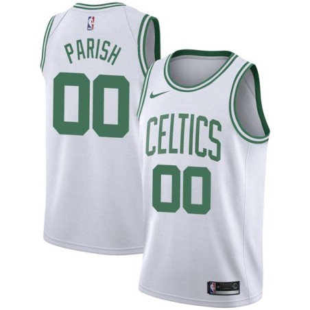White Robert Parish Twill Basketball Jersey -Celtics #00 Parish Twill Jerseys, FREE SHIPPING