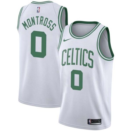 White Eric Montross Twill Basketball Jersey -Celtics #0 Montross Twill Jerseys, FREE SHIPPING