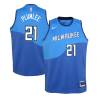 Blue_City Miles Plumlee Bucks #21 Twill Basketball Jersey FREE SHIPPING