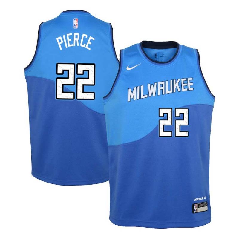 Blue_City Ricky Pierce Bucks #22 Twill Basketball Jersey FREE SHIPPING