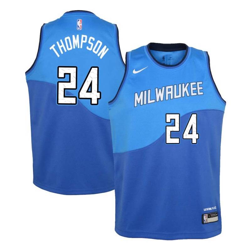 Blue_City George Thompson Bucks #24 Twill Basketball Jersey FREE SHIPPING