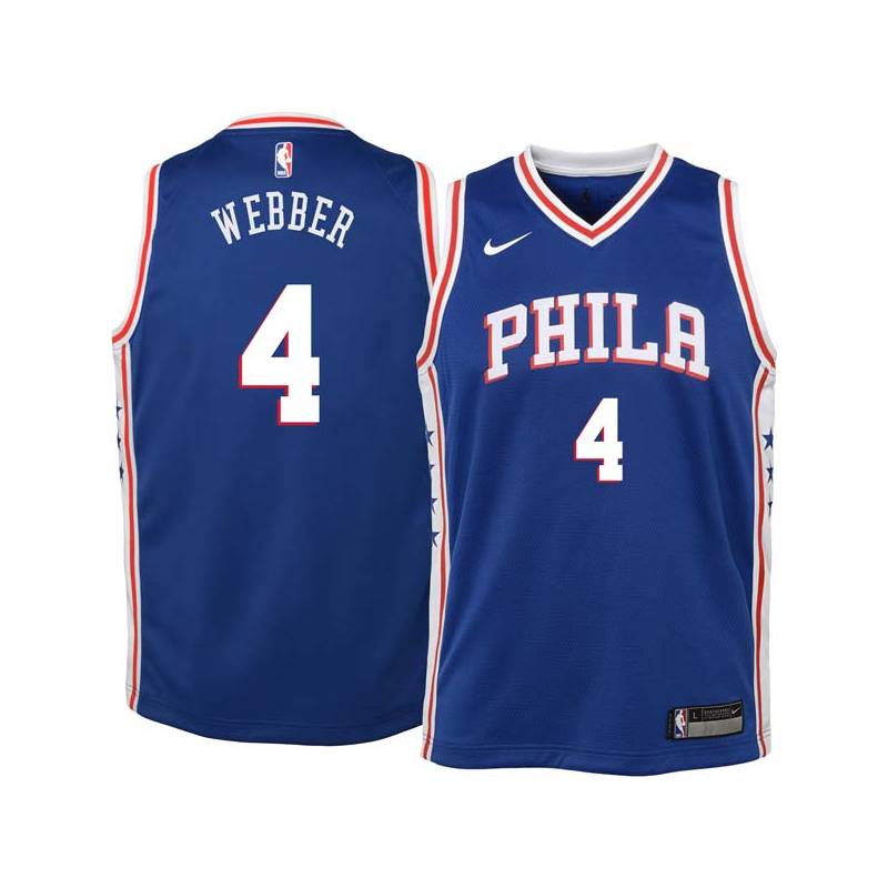 Blue Chris Webber Twill Basketball Jersey -76ers #4 Webber Twill Jerseys, FREE SHIPPING