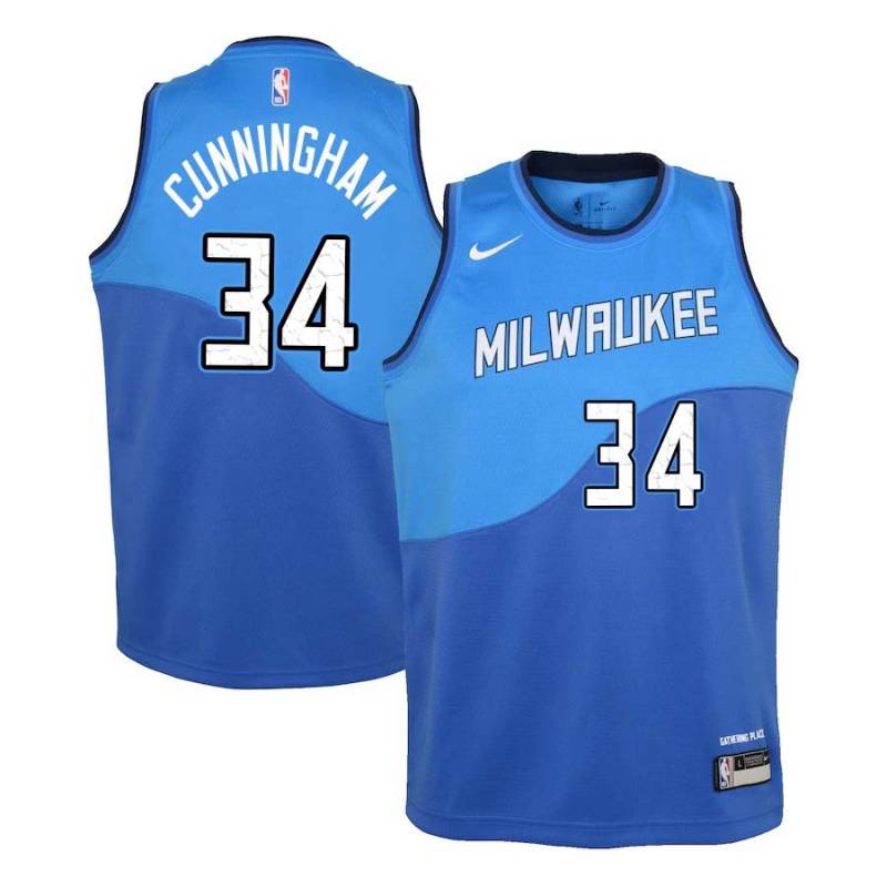 Blue_City Dick Cunningham Bucks #34 Twill Basketball Jersey FREE SHIPPING