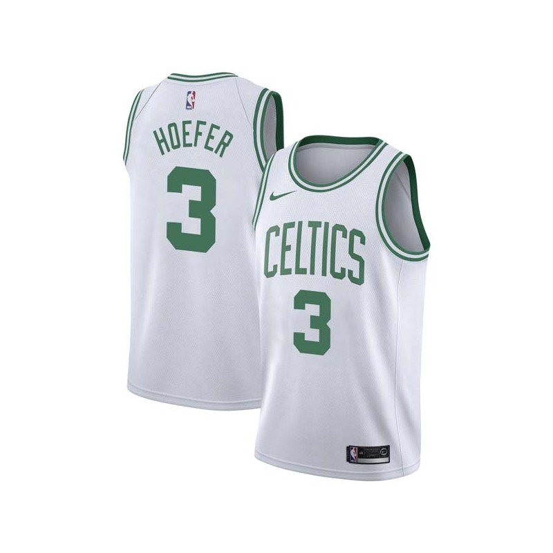 White Charlie Hoefer Twill Basketball Jersey -Celtics #3 Hoefer Twill Jerseys, FREE SHIPPING