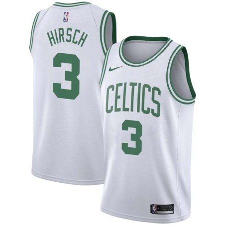 White Mel Hirsch Twill Basketball Jersey -Celtics #3 Hirsch Twill Jerseys, FREE SHIPPING