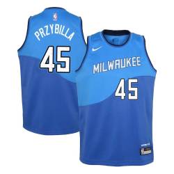 Blue_City Joel Przybilla Bucks #45 Twill Basketball Jersey FREE SHIPPING