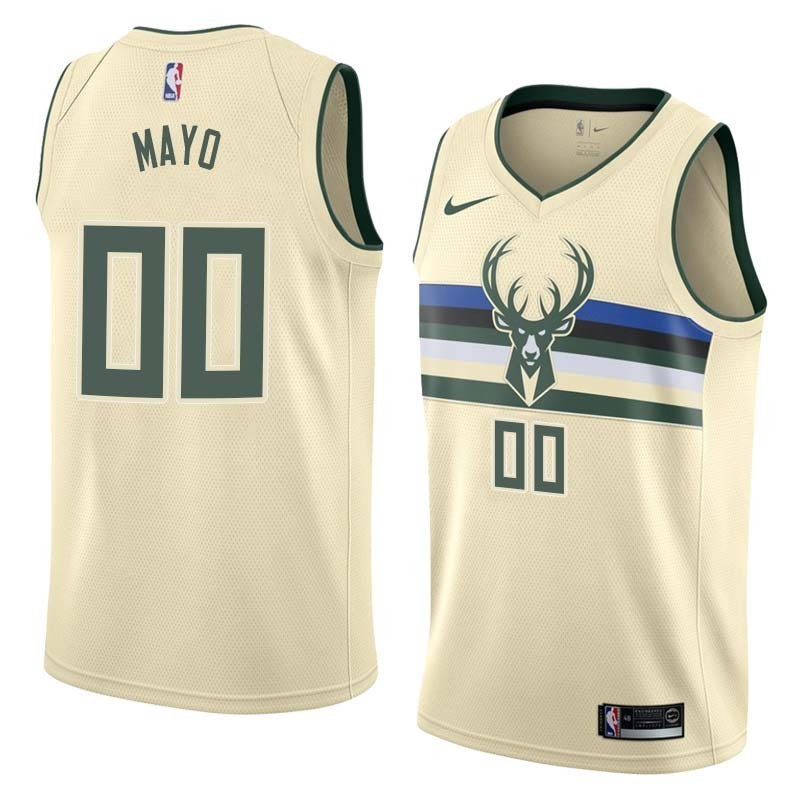 Cream O.J. Mayo Bucks #00 Twill Basketball Jersey FREE SHIPPING