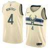 Cream Sidney Moncrief Bucks #4 Twill Basketball Jersey FREE SHIPPING