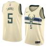 Cream Rich Laurel Bucks #5 Twill Basketball Jersey FREE SHIPPING