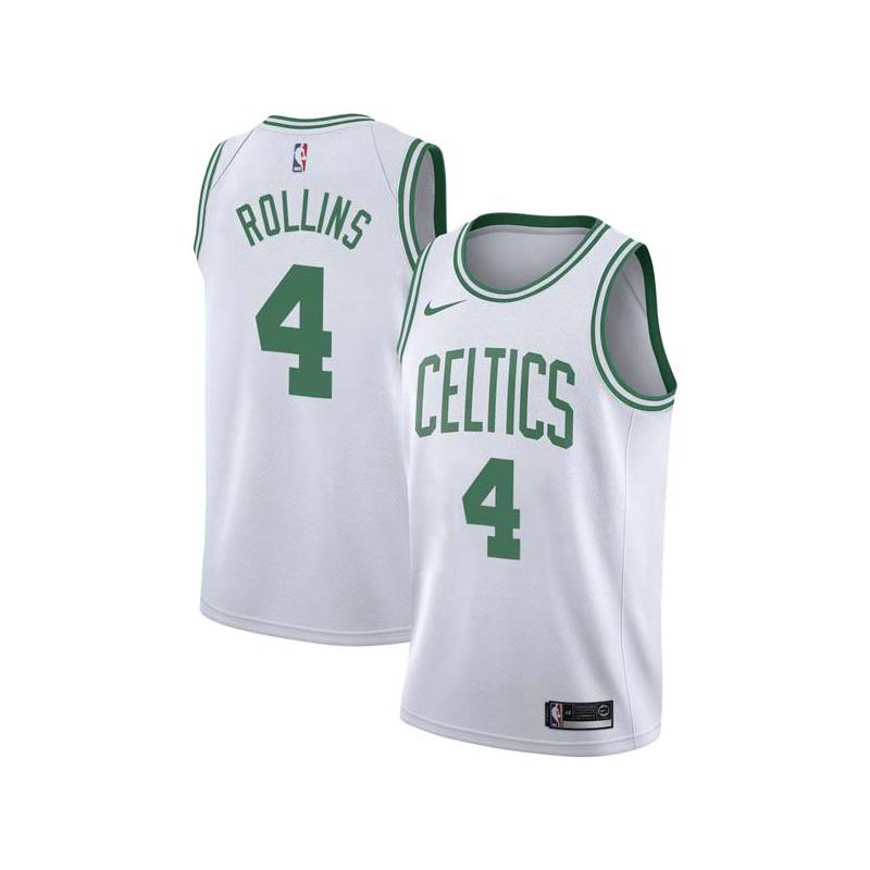 White Kenny Rollins Twill Basketball Jersey -Celtics #4 Rollins Twill Jerseys, FREE SHIPPING