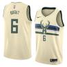 Cream Andrew Bogut Bucks #6 Twill Basketball Jersey FREE SHIPPING