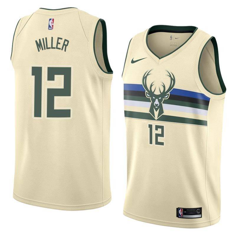 Cream Jay Miller Bucks #12 Twill Basketball Jersey FREE SHIPPING