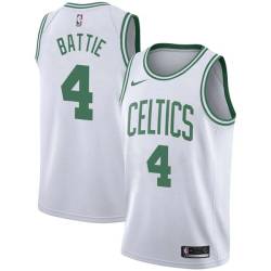 White Tony Battie Twill Basketball Jersey -Celtics #4 Battie Twill Jerseys, FREE SHIPPING