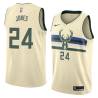 Cream Wali Jones Bucks #24 Twill Basketball Jersey FREE SHIPPING