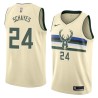 Cream Danny Schayes Bucks #24 Twill Basketball Jersey FREE SHIPPING