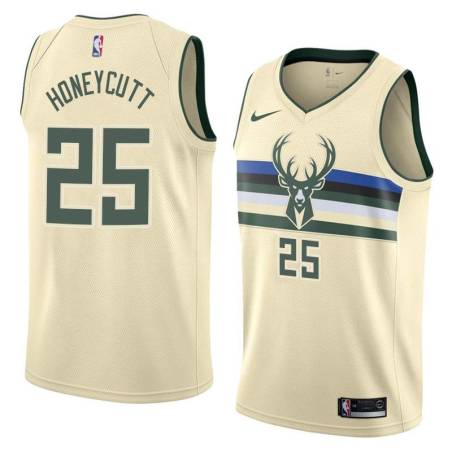 Cream Jerald Honeycutt Bucks #25 Twill Basketball Jersey FREE SHIPPING