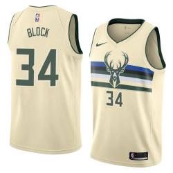 Cream John Block Bucks #34 Twill Basketball Jersey FREE SHIPPING