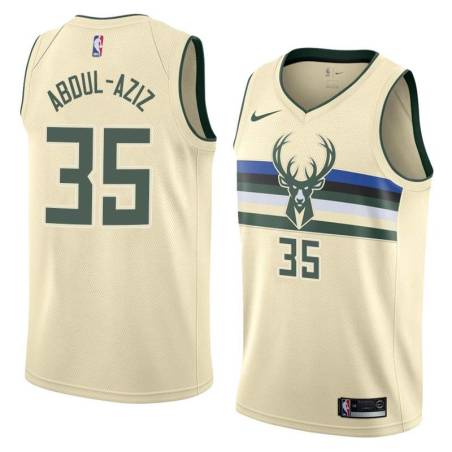 Cream Zaid Abdul-Aziz Bucks #35 Twill Basketball Jersey FREE SHIPPING