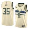 Cream Jim Fox Bucks #35 Twill Basketball Jersey FREE SHIPPING