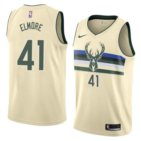 Cream Len Elmore Bucks #41 Twill Basketball Jersey FREE SHIPPING