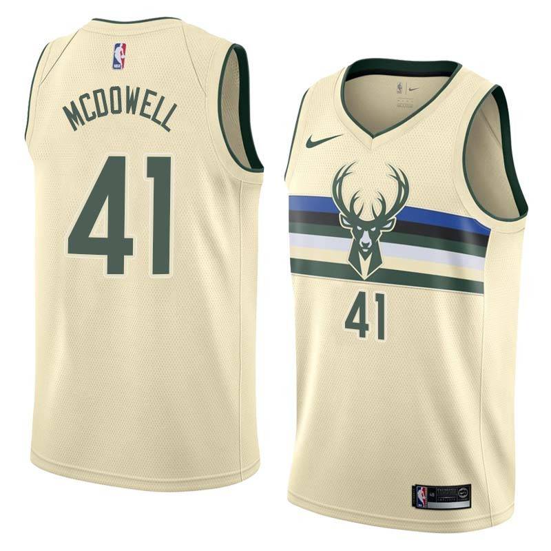 Cream Hank McDowell Bucks #41 Twill Basketball Jersey FREE SHIPPING