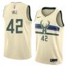 Cream Tyrone Hill Bucks #42 Twill Basketball Jersey FREE SHIPPING