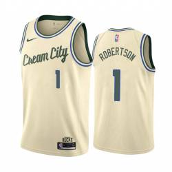 Cream_City Oscar Robertson Bucks #1 Twill Basketball Jersey FREE SHIPPING