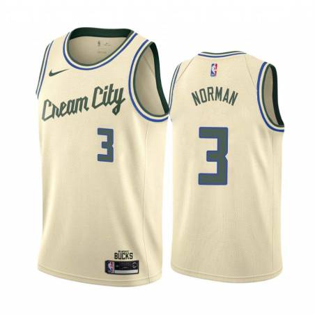 Cream_City Ken Norman Bucks #3 Twill Basketball Jersey FREE SHIPPING