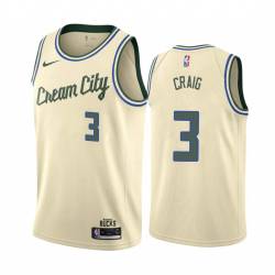 Cream_City Torrey Craig Bucks #3 Twill Basketball Jersey FREE SHIPPING