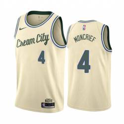 Cream_City Sidney Moncrief Bucks #4 Twill Basketball Jersey FREE SHIPPING