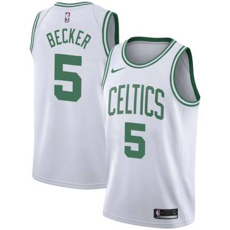 White Moe Becker Twill Basketball Jersey -Celtics #5 Becker Twill Jerseys, FREE SHIPPING