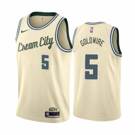 Cream_City Anthony Goldwire Bucks #5 Twill Basketball Jersey FREE SHIPPING