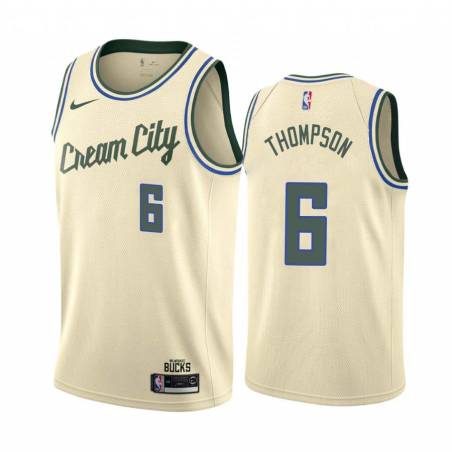 Cream_City Paul Thompson Bucks #6 Twill Basketball Jersey FREE SHIPPING