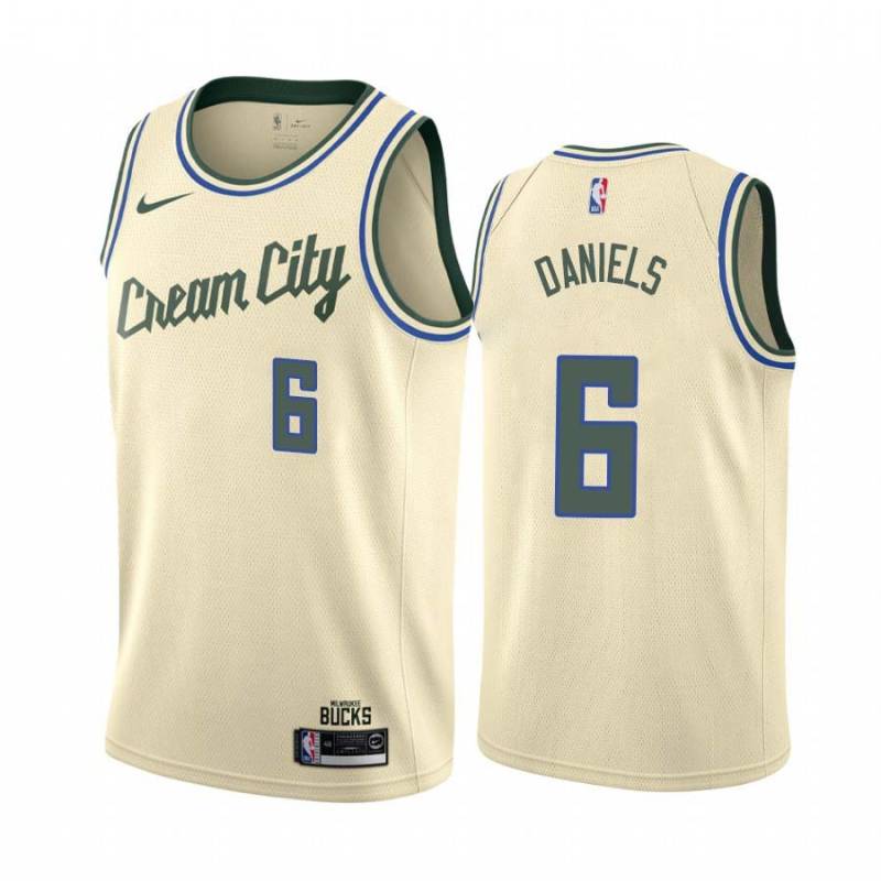 Cream_City Marquis Daniels Bucks #6 Twill Basketball Jersey FREE SHIPPING