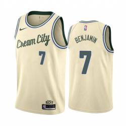 Cream_City Benoit Benjamin Bucks #7 Twill Basketball Jersey FREE SHIPPING