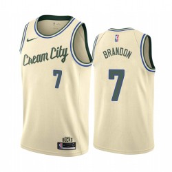 Cream_City Terrell Brandon Bucks #7 Twill Basketball Jersey FREE SHIPPING