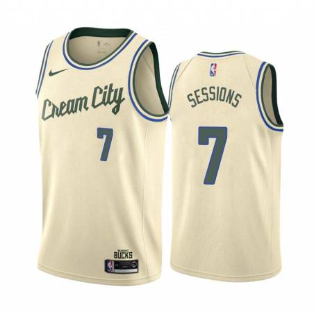 Cream_City Ramon Sessions Bucks #7 Twill Basketball Jersey FREE SHIPPING