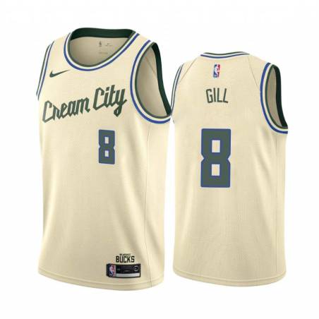 Cream_City Eddie Gill Bucks #8 Twill Basketball Jersey FREE SHIPPING